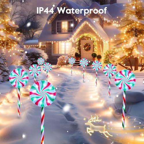 Brightown 6 Pack Lollipop Christmas Pathway Lights Outdoor, 27inch 120 LED - Image 4