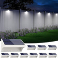 NIORSUN Outdoor Fence Lights, 10 Pack Waterproof LED Solar Fence Lights with 1500mAh Battery, Warm White/Cool White/RGB, Easy-to-Install Wall Light for Deck, Patio, Railing, Stairs, Backyard – White by NIORSUN