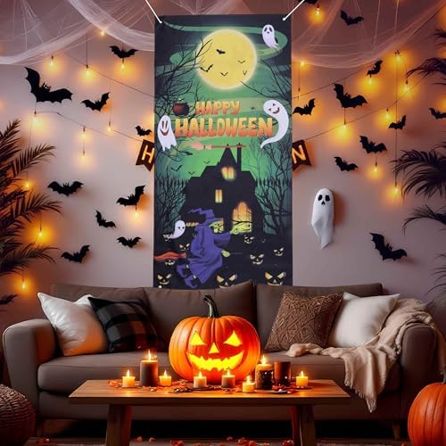 Halloween Decorations Door Cover Decor Trick-or-Treat Front Porch Sign Banner - Image 3