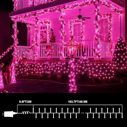 LAMPHOME 500 LED Pink String Lights, 165FT Plug in Waterproof with 16 Twinkle Modes, for Valentine’s Day, Easter, Mother’s Day, Christmas Decor, Indoor Outdoor Bedroom Yard Wedding Decoration - Image 4