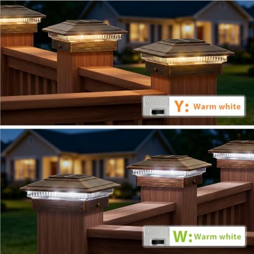 JOFIOS Solar Post Cap Lights 4pack,Warm & Cool Light,for 4x4 Posts Copper - Image 4