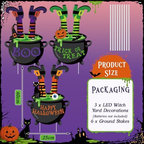 RattanView 3 Pcs Halloween Lighted Witch Legs Outdoor Decor with Stakes - Image 2