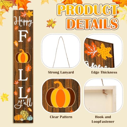 Yerliker Fall Porch Sign Outdoor Decor 47" Large Welcome Decoration - Image 4