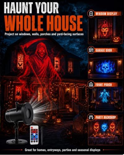 Halloween Projector Turn Your Home into a Haunted Halloween Wonderland,10 Unique HD Projection Patterns,32ft Ultra-Large Display,2026 Upgrade Wall Light Christmas Projector Outdoor - Image 3