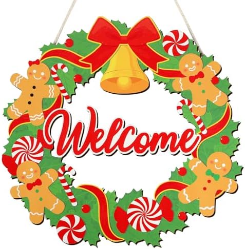 COCHIE Merry Christmas Decorations Xmas Gingerbread Men Welcome Sign by COCHIE