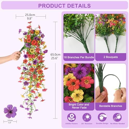 Hommyea Artificial Fake Fall Flowers Plants for Outdoors Mums Home Decor - Image 3