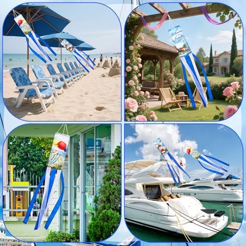 NOVWANG 40 Inch Lighthouse Windsock, Cruise Wind Sock for Vacation Beach Party Decorations Summer Outdoor Hanging Flag for Garden Yard Patio Decor - Image 7