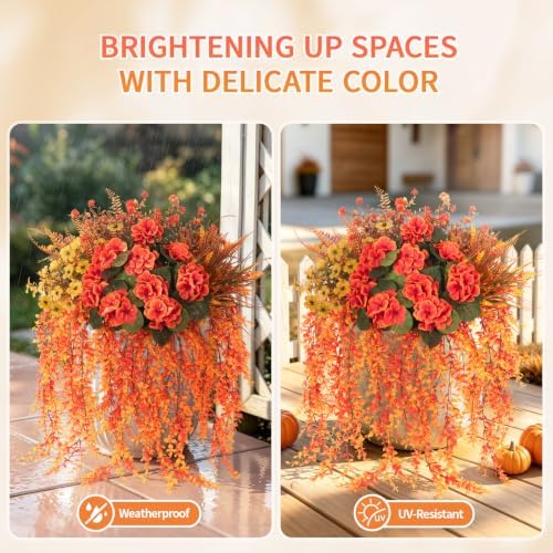 Fall Artificial Geranium Flowers for Outdoors Planter Fake Plants 12 PCS - Image 5