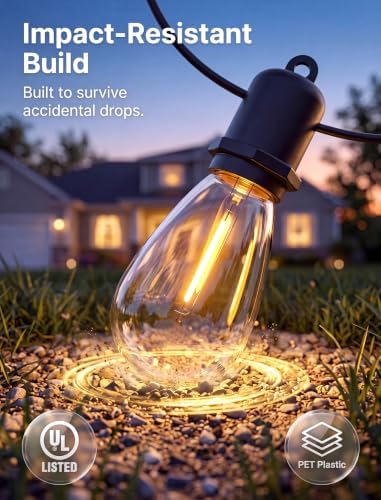 100FT Outdoor String Lights for Patio with 50+2 Shatterproof LED Bulbs - Image 4
