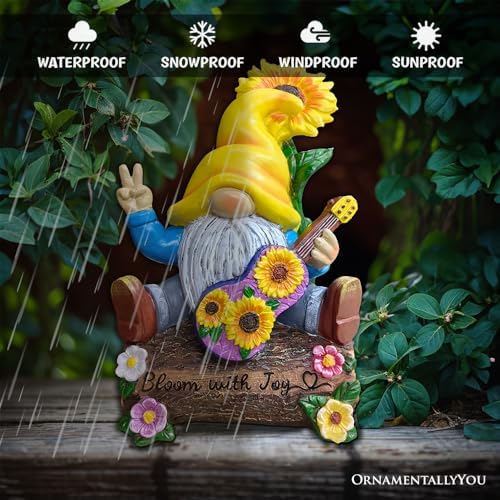 Spring & Summer-Themed Garden Statues – Adorable Outdoor Decor for Lawn, Patio & Porch (Bloom with Joy Sunflower Gnome 10" Garden Statue Figurine with Guitar, Spring and Summer Home Decoration) - Image 4