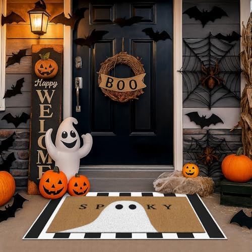Tinideya 2 Pcs Halloween Door Mat Outdoor Layered Spooky Ghost Welcome Mat - Image 5