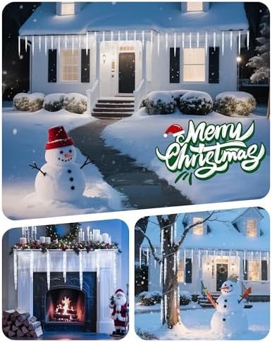 Minetom Christmas Icicle Lights - 2 Pack Total 200 LED 40 Tubes Twinkling Crystal Icicle String, Connectable Waterproof Hanging Christmas Lights Plug in for Winter Eave Holiday Outdoor Decoration - Image 2