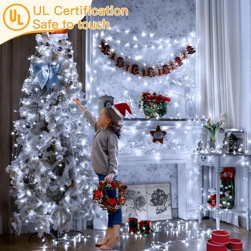 Ollny Christmas Lights Outdoor Waterproof, 1000LED 328FT Super Long String Lights with Remote 3 Timer, Plug in 8 Modes Fairy Light for Outside House Bedroom Xmas Decorations, Cool White - Image 6