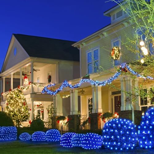 WBao Christmas Lights, 200LED 8.4ft x 5.2ft Net Lights Outdoor Mesh Light with 8 Modes, Timer, UL Certified, End to End Connectable, Waterproof for Lawn, Bushes Outdoor Christmas Decorations, Blue - Image 7
