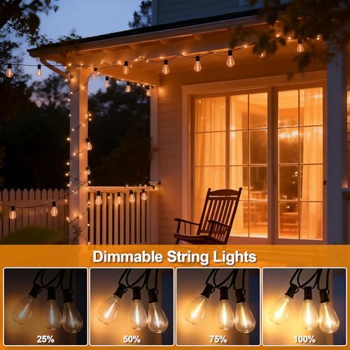 100(90+10)FT Outdoor String Lights, 30m Waterproof Remote LED Patio Lights with 39+2 S11 Bulbs, Dimmable Outside Hanging Lights for House, Porch,Yard,Garden,Connectable Plug-in Gazebo Lighting - Image 7