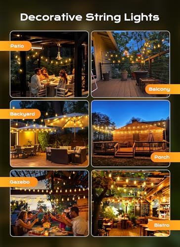Brightown Outdoor String Lights, 100FT 50+2 LED ST38 LED Patio Lights Shatterproof, Dimmable IP65 Waterproof Connectable Hanging Outdoor Light for Backyard, Porch, Deck, Balcony - Image 5