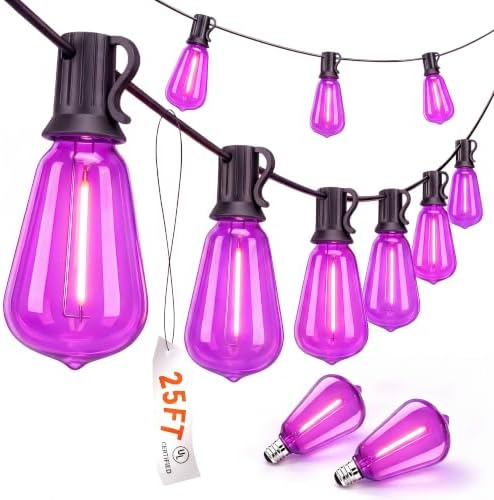 25FT Halloween Purple ST38 LED Outdoor String Lights with 25 Orange Edison Bulbs, Connectable Waterproof Hanging Patio Lights for Halloween, Thanksgiving, Backyard, Porch, Party Decor by Doratale