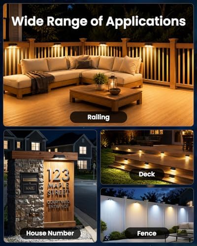 JOFIOS Fence Lights Solar Powered, 3000/4000/6000K 3 Modes Solar Lights for Fence Waterproof IP65 Dusk-to-Dawn LED Deck Lighting for Patio, Railing, Pool, Porch, Backyard, Wall, 8 Pack - Image 7