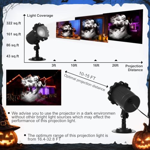 Treela Halloween Projector Light Outdoor Ghost Decorations, White - Image 4