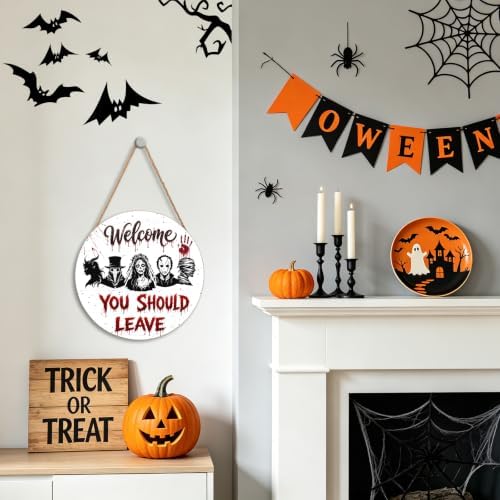 Halloween Killer Sign for Front Door Halloween Horror Welcome Sign 12x12 In - Image 7