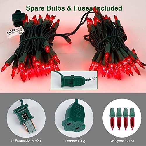 LJLNION Valentines String Lights, 150 Count 33 FT Incandescent Mini Green Wire Christmas Fairy Light, 120V UL Certified Connectable Tree Lights for Patio, Holiday, Party, Outdoor Indoor Decor, Red - Image 5