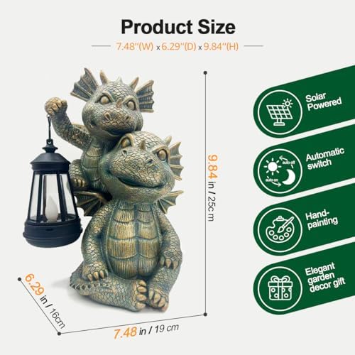 Solar Garden Outdoor Statues Lantern Figurines Light Decorations for Outdoor Patio Balcony Yard Lawn, Ideal Gifts for Mom Friends (Bronze -Dragon) - Image 4