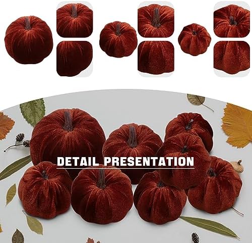Woration 8pcs Artificial Pumpkins Decorations Velvet Fake Fabric Pumpkin - Image 4