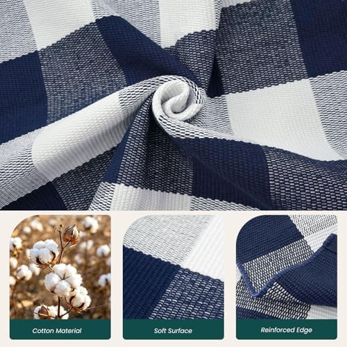 KOZYFLY Buffalo Plaid Rug 4x6 Ft Checkered Blue and White Front Door Mat - Image 6