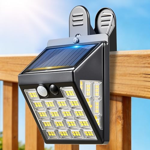 160LEDs Clip on Solar Lights Outdoor, Motion Sensor Outdoor Lights, Clip on Solar Fence Lights Outdoor, IP65 Waterproof Solar Lights for Deck Yard Garden Camping (1 Pack) by LightupYourLife