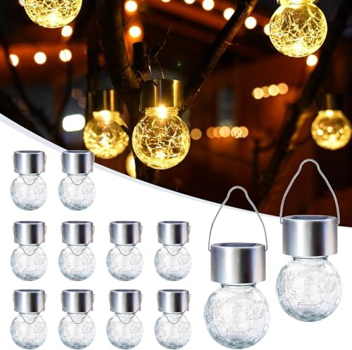 GIGALUMI Solar Lights Outdoor Hanging Lantern Garden Decor for Outside 12Pc by GIGALUMI