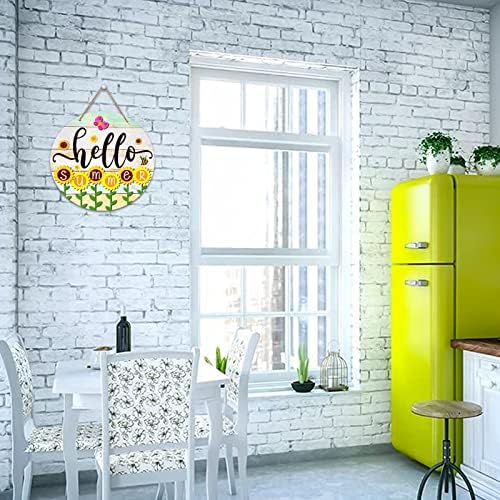 PETCEE Hello Summer Door Sign - 11.5"Farmhouse Sunflower Front Door Decor Welcome Hanger Wreaths for Home Office Summer Hanging Sign Wall Decorations Reusable Seasonal Sign for Kitchen Classroom Porch - Image 7