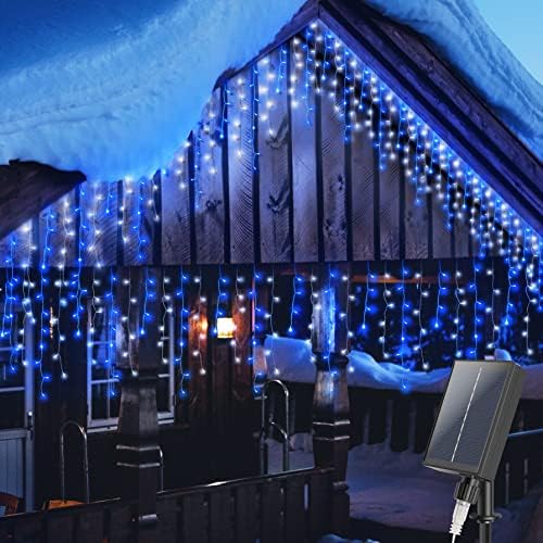 Christmas Icicle Lights with Remote,300 LED Solar Curtain Lights by mimigogo