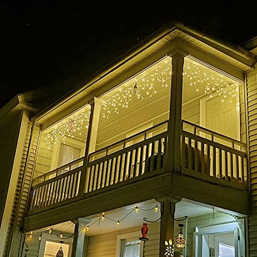 Neoclassy Solar Christmas Icicle Lights,Warm White 304LED Outdoor Christmas Decorations 8 Modes Waterproof Solar Icicle Lights for Patio Yard Garden Wedding Party House Xmas Tree Roof Decorations - Image 5