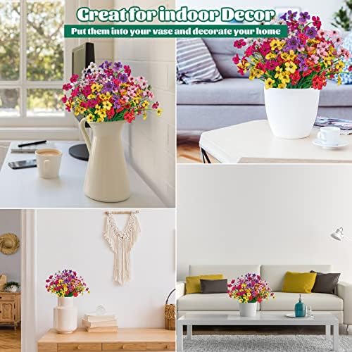 24 Pcs Artificial Flowers for Outdoor, Plastic Fake Flowers Decor, 6 Color - Image 5
