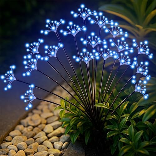 Solar Garden Lights 2 Pack Waterproof Solar Swaying Starburst Light Outdoor Lights for Yard Patio Walkway Pathway Party Wedding Christmas Decorative, Blue by Yaafen