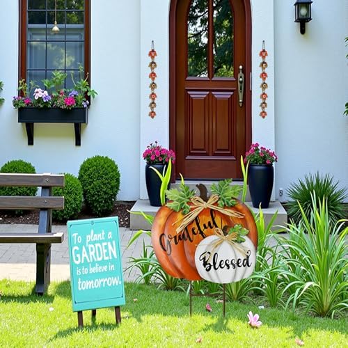 Stacked Pumpkin Garden Stake Yard Sign Fall Decor Decorative Outdoor Stakes - Image 3