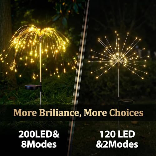 6-Pack Solar Firework Lights for Outside Waterproof Garden Fairy Lights - Image 2