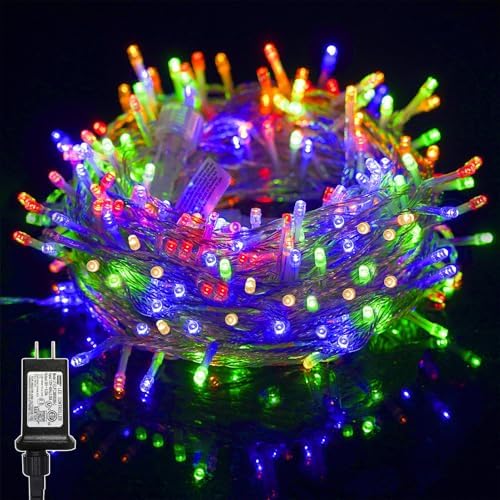 LJLNION 300 LED String Lights Outdoor Indoor, Extra Long 98.5FT Christmas Lights, 8 Lighting Modes, Plug in Waterproof Fairy Lights for Wedding Party Bedroom Decorations (Multicolor) by LJLNION