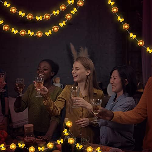 Zhanmai 2 Pcs Bee String Lights Decor 20ft Honeybee Fairy Lights with 60 LED Bulb Battery Operated Bee Tree Decorative for DIY Bedroom Patios Summer Party Indoor Outdoor Wedding Camping - Image 6