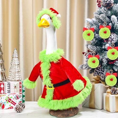 Cutecrop Christmas Porch Goose Outfit 23" Green Santa Claus Costume - Image 5