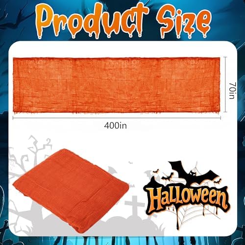 400" x 70" Halloween Orange Creepy Cloth, Fine Mesh Spooky Gauze Cloth - Image 2