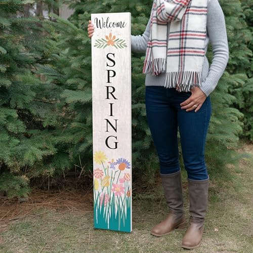 8"x48" Spring Welcome Sign for Front Porch, Hello Spring Porch Sign for Front Door Durable PVC Welcome Home Decorations for Outdoors p (Design 10) - Image 6