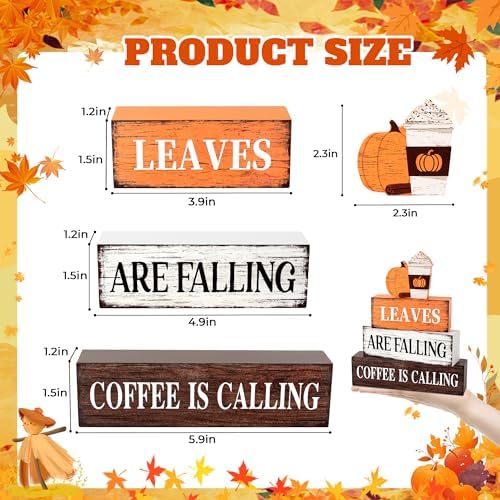 4 Pcs Fall Wooden Decor, Fall Table Decorations Gifts for Home - Image 2