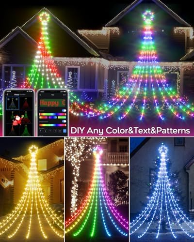 23FT Outdoor Christmas Decorations Star String Lights, Smart RGB Led Tree Lights Waterfall DIY Preset Scenes App Remote Control Large Unique Yard Lights for Outside Roof Home Xmas Holiday Decor - Image 2