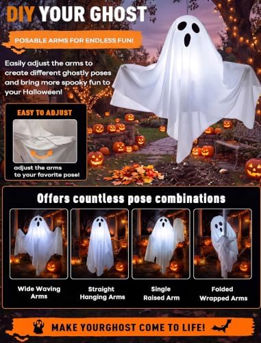 Halloween Ghost Pathway Lights, 4 Pack LED Yard Stake Lights Outdoor Decor - Image 3