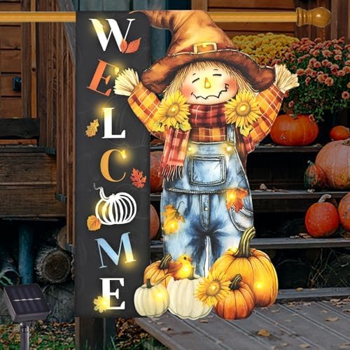 Thanksgiving Garden Flag, Scarecrow Fall Porch Decor, 28x40 In by FLAGMESAGE