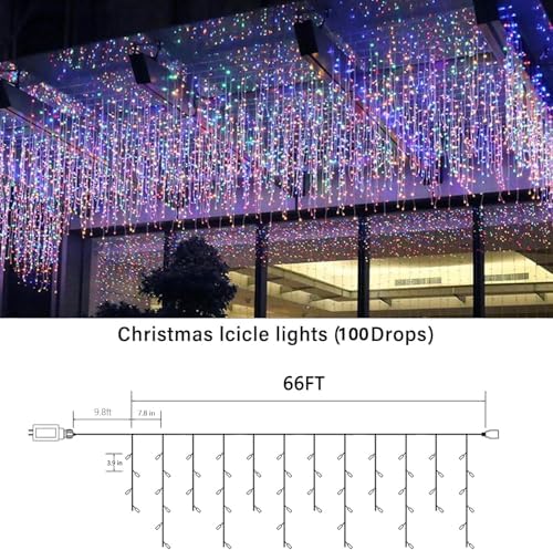 Joomer 66FT Christmas Icicle Lights Outdoor Non-Connectable Multicolor - Image 3
