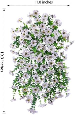 INSPRING Artificial Faux Outdoor Outside Flowers Plants, 2 PCS Fake Silk UV Resistant Look Real White Daisy Trailing Vines for Front Door Porch Planter Urn Patio Balcony Decoration - Image 4