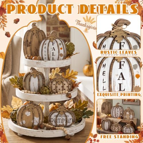 Leinuosen 6 Pcs Fall Pumpkin Decor for Home, Neutral Fall Decor - Image 4