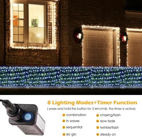 BlcTec Christmas Net Lights 360 LED 9.8ft x 6.6ft Outdoor Christmas Lights with 8 Modes, Timer, Connectable, Waterproof for Trees, Bushes, Shrubs, Yard Outdoor Decorations, Cool White - Image 3